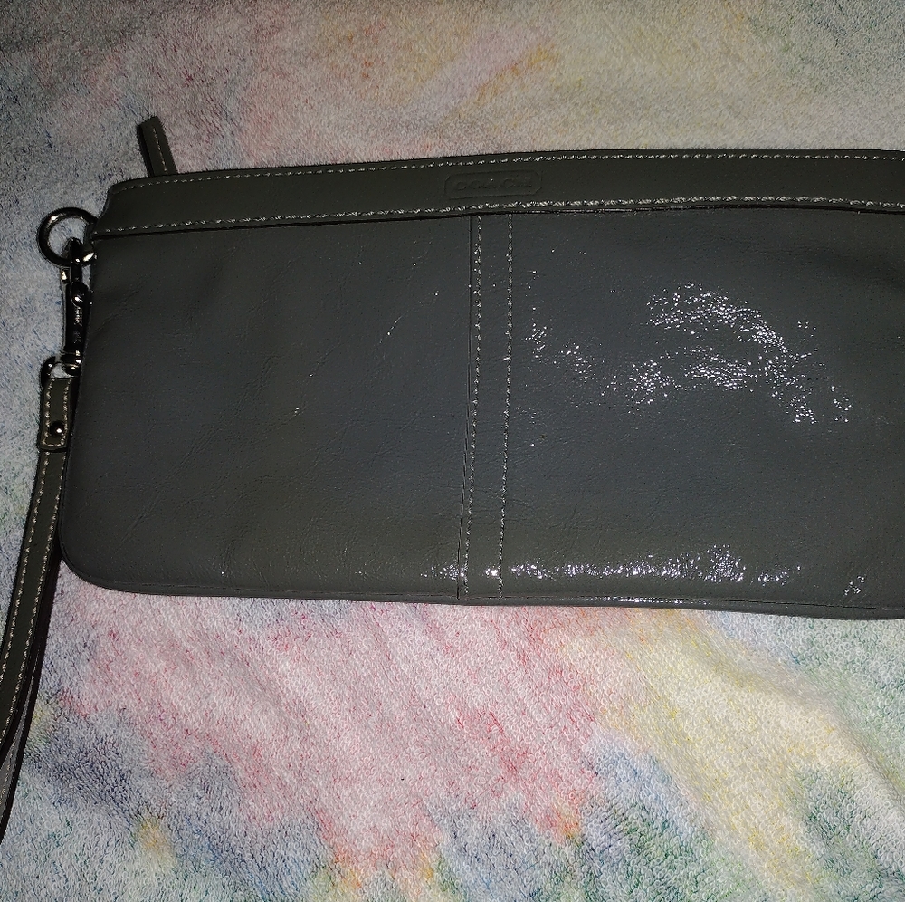 Oversized coach wristlet gray